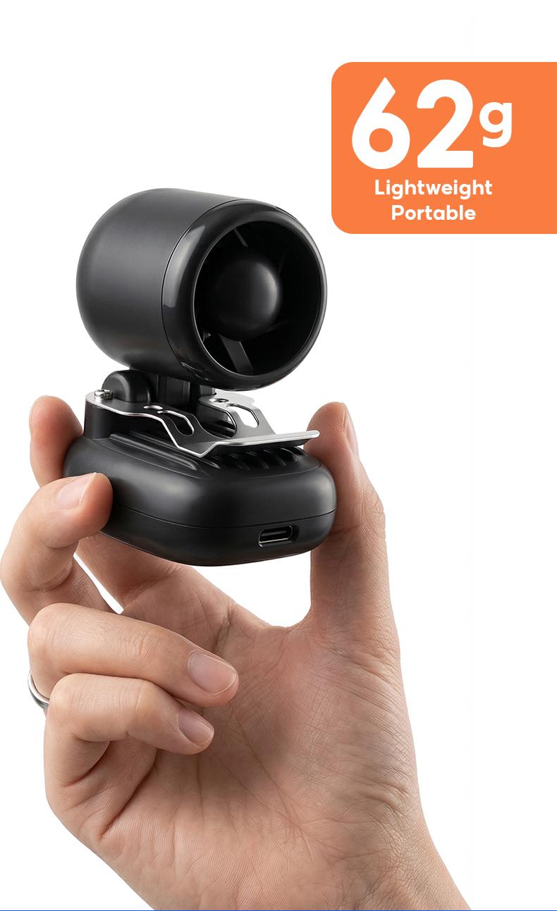 Yodevoe USB rechargeable handheld fan, portable cooling fan, 90° adjustable clip-on fan, mini and compact, suitable for outdoor sports and travel.