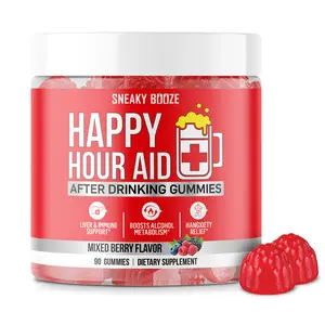 Sneaky Booze Happy Hour Aid Gummies Supplement Pre Game Party Hydration Electrolytes Alcohol DHM Milk Thistle After Drinking Gummy Weekend Recovery Vitamins Formula Better Mornings Support 90 Count