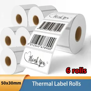 1380 sets of discounted packages, 50x30mm white thermal transfer Self Adhesive Labels  230 labels per roll, strong adhesion, clear printing, no ink required. Perfect for barcodes, product labels, and inventory tags.