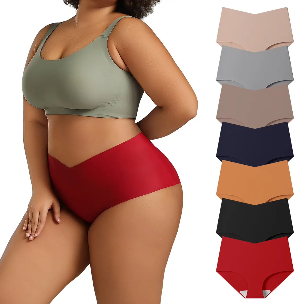 Hotcom Women's Plus Size Seamless Panties, 4/7/11 Pack High-Waisted High-Cut Briefs, Soft Breathable No-Show Underwear for Everyday Feminine Style, Fit, Leg, Underwear For Women, Basic, Seamless Edge, Bikini, Skinny, Sexy