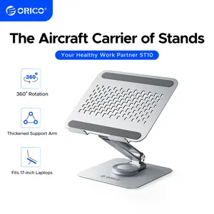 ORICO Adjustable Laptop Stand with 360° Rotating Base, Foldable Aluminum Alloy Laptop Riser for Desk, Compatible with MacBook Neo Air Pro, Dell, HP (Up to 17") - ST10
