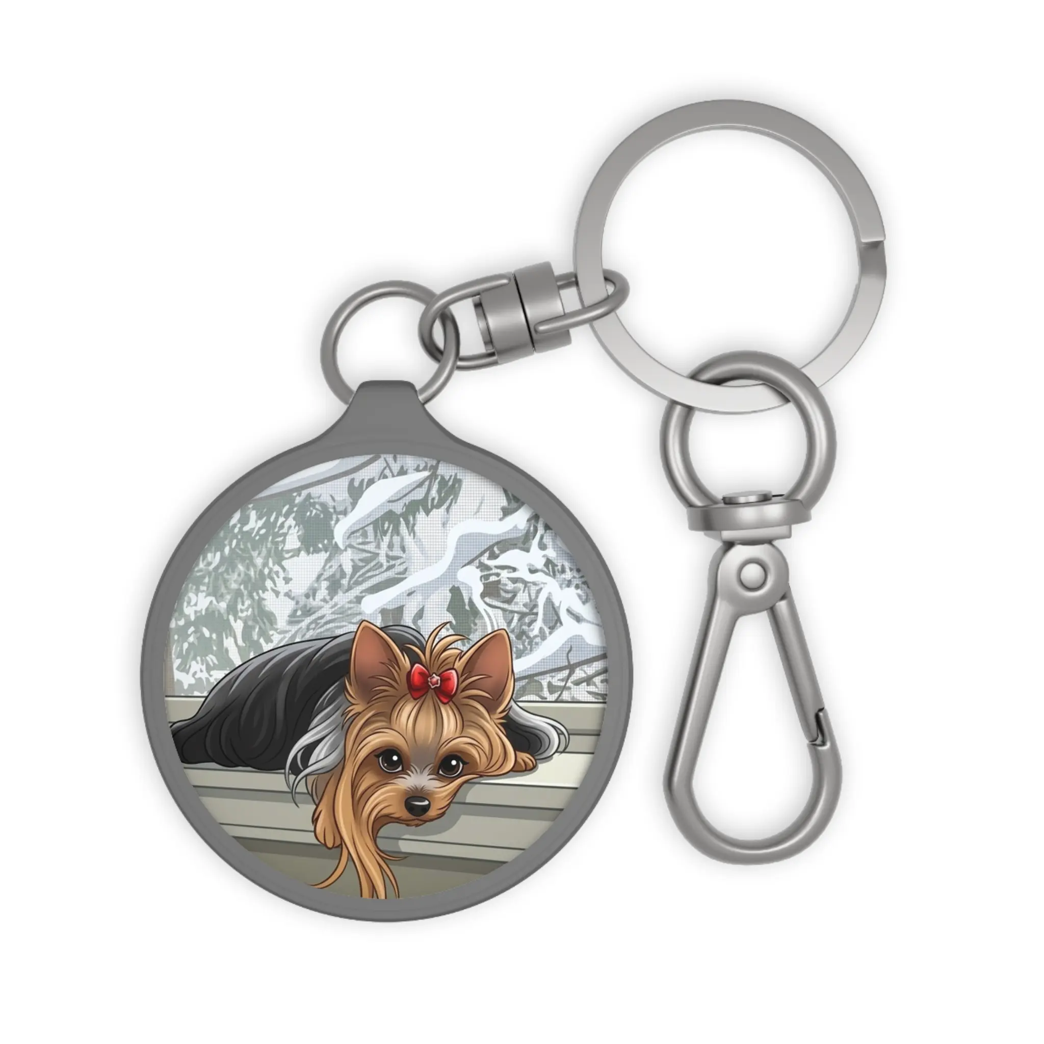 Parti Yorkshire Terrier Portrait Keyring | Cute Dog Face Keychain, Pet Lover Accessory