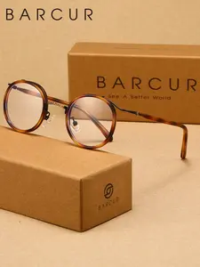 BARCUR Exquisite Temperament Retro Style Men'S Decorative Glasses Oval Frame Thanksgiving Mother'S Day Gift Brand Packaging