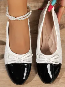 Women's Cute Floral Slip-On Loafers, Slip On Flats, PU Leather Round Toe Butterfly Knot Design, Soft Flat Casual Shoes for All Seasons