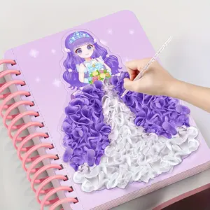 1 set, princess sticker book, magic watercolor & poke art & dress up activity DIY fabric art handmade toys, girl handmade set, children's painting kit
