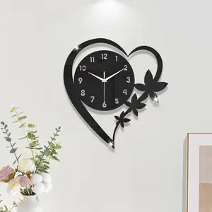 Acrylic Heart Wall Clock, Silent Love Design, Decorative Lightweight Home Decor, Ideal for Living Room & Bedroom Decor, Perfect Gift for Lovers & Friends