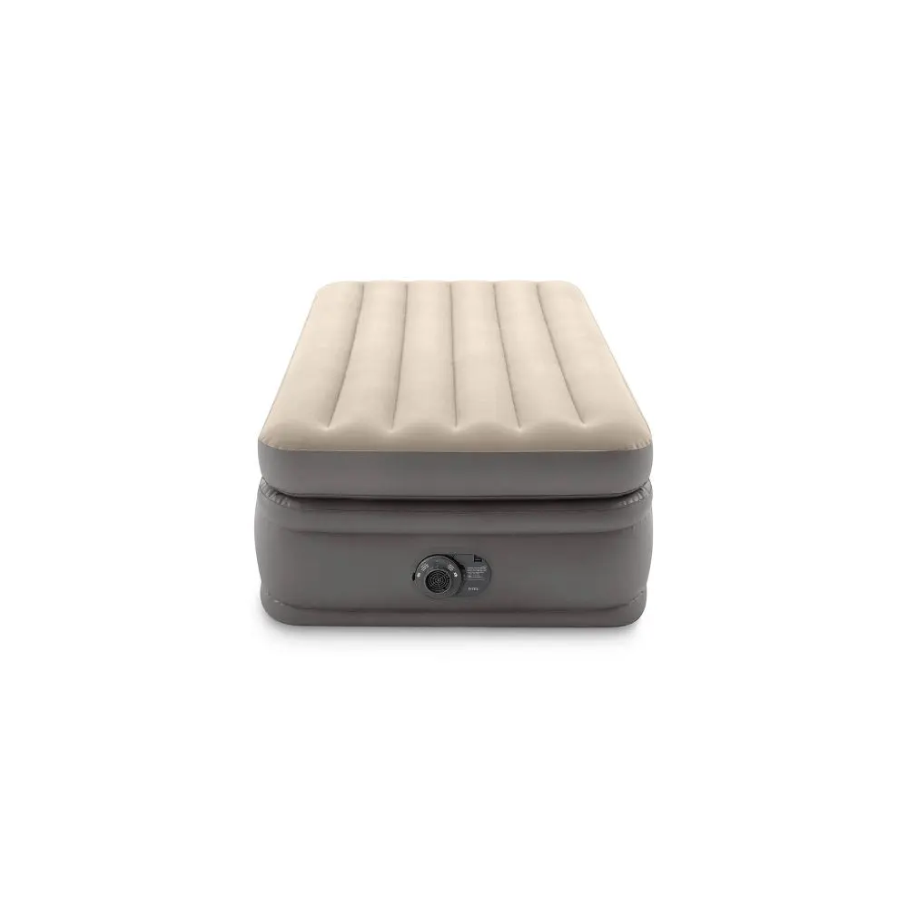 Intex Plush Twin Air Mattress - 20" Double Height Travel Bed for Adults, Dual Layer, Built-in Internal Pump, Inflatable Storage Bag, Pvc Fabric