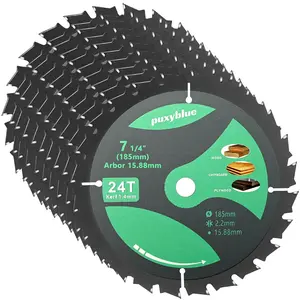 10 Pack 7-1/4 Inch 24T Circular Saw Blades Fine Finish with 5/8" Arbor Framing Saw Blades for Cutting Softwood Laminate Plywood Chipboard Panels FRP MDF by