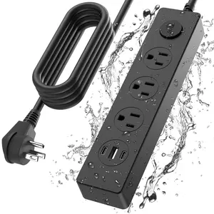 Outdoor Power Strip Weatherproof, Surge Protector Power Strip with 3 Outlet and 3 USB Charging Ports(2 USB C), 6FT Extension Cord for Patio, Garden, Bathroom, Kitchen, Garage, Office