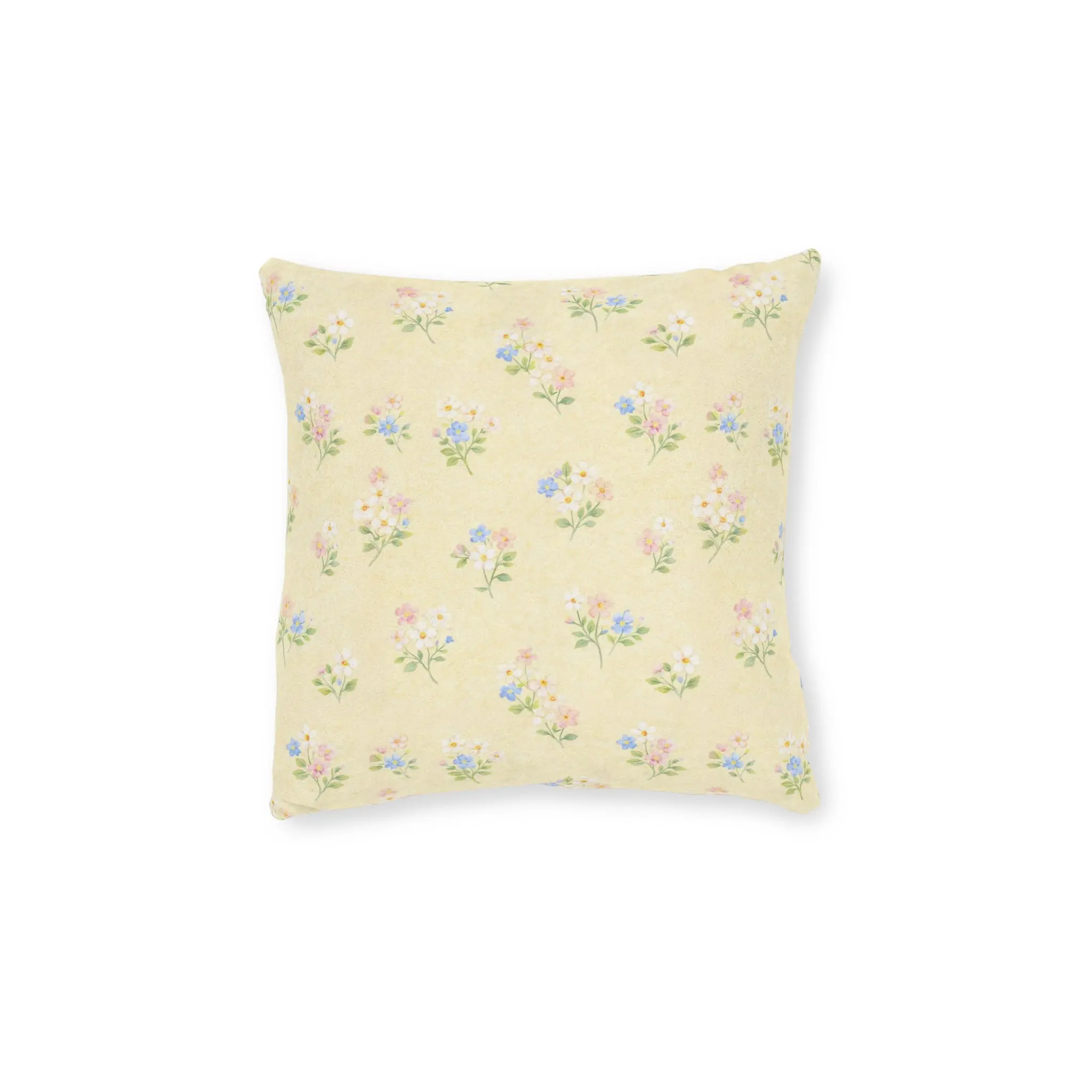 Yellow Pastel Floral Square Pillow