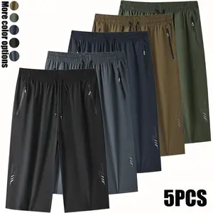 Five-Pack Men's Quick-Dry Sports Capri Shorts