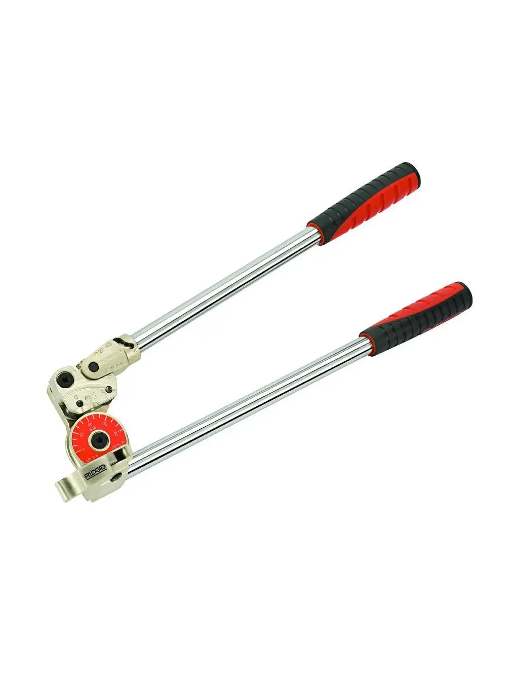 Ridgid 632-38043 606 Series Heavy-Duty Tube Bender, Titanium Build, 3/8" Capacity, 15/16" Bend Radius, Cushioned Handle Grips, Extra-Long Handles, Extra Stability, Roll Dies Set for Hard Tubing Such as Stainless Steel