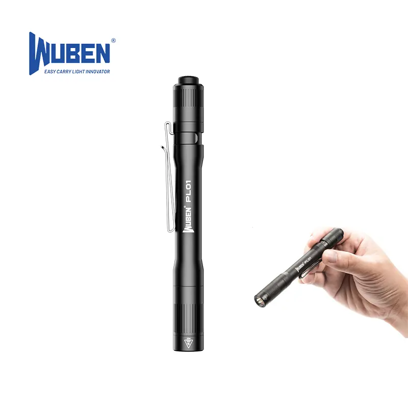 WUBEN PL01 LED Pen Light, 1–650 Lumens, CRI90+ Natural White, USB-C Rechargeable & Compatible with 2 AAA Batteries, Clip-On Torch for Tight Spaces, Police, Engineers & Medical Use, outdoorfun , pocket flashlight ,High Performance Flashlight