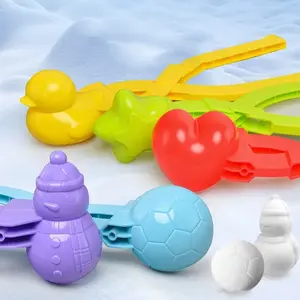 4pcs All-in-One Plastic Snow Maker Set with Duck, Snowman, Heart & Soccer Molds - Instant Snowball Shaping Tool & s, Winter Snow Play, Skiing, Sliding - Random Colors & Shapes (No Magnesium/Sparkers)