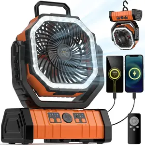 Portable Table Fan with 20000mah Battery, 4 Speed Settings, Rechargeable LED Light, Wireless Design, Handheld & Rotatable, Ideal for Camping & Parties, USB Portable Fan