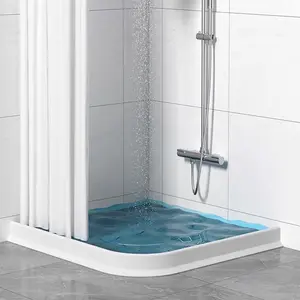 Wet Room Bathroom Floor Seal Screen Door Seal Strip Shower Dam Prevents Overflow of Water |  Self-Adhesive and Bendable  Strip for Wet and Dry Separation (40 inch)