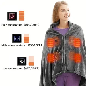 1PC USB Heated Hooded Blanket Top, Wearable Heated Blanket, Electric Shawl – Heated Cloak/Windbreaker Blanket with Hood for Adults A winter gift with a super warm design, featuring 3 heating settings, comfortable large pockets,