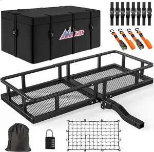 Nilight Foldable Hitch Cargo Carrier (60"x20"x7.87"), 2-Inch Hitch Receiver Fit, 500 Lbs Capacity with Waterproof Bag, Cargo Net, Adjustable Straps, Van Accessories for Trucks fathersdaygift