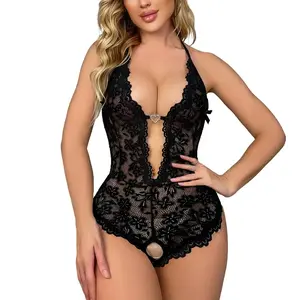 AgeRose Womenswear Charming Backless Sleepwear - Adjustable Straps Lace Floral Teddy Bodysuit for Everyday & Bridal Elegance, New Year Gift Piece Elegant Fit Fit Minimalist