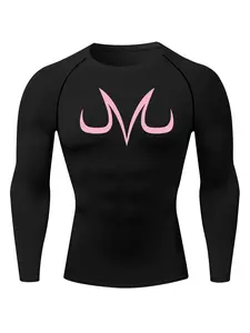 Men's Graphic Print Round Neck Raglan Sleeve Tee, Tight Casual Long Sleeve T-shirt for Spring & Fall, Men's Top for Daily Wear