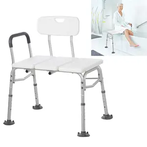 GARVEE Tub Transfer Bench For Bathtub, 300lb Compact Shower Chair with Backrest & Padded Armrest, Height Adjustable Shower Bench, Arm Support for Transfer, Shower Seat W.Suction Cups for Elderly, Disabled