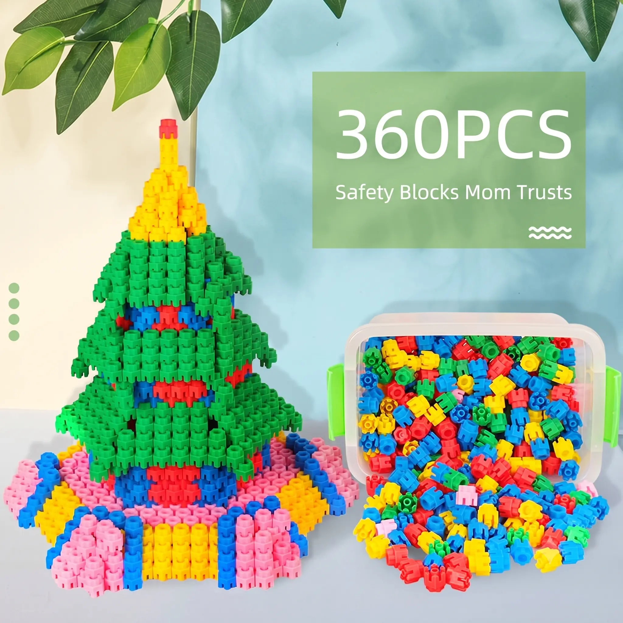 360-Pc Unisex Kids Colorful Interlocking Building Blocks Set with Storage Bag - STEM Educational Stacking Toys for 3-4 Year Olds, Kindergarten Use - Stress Relief Wind-Up Toys