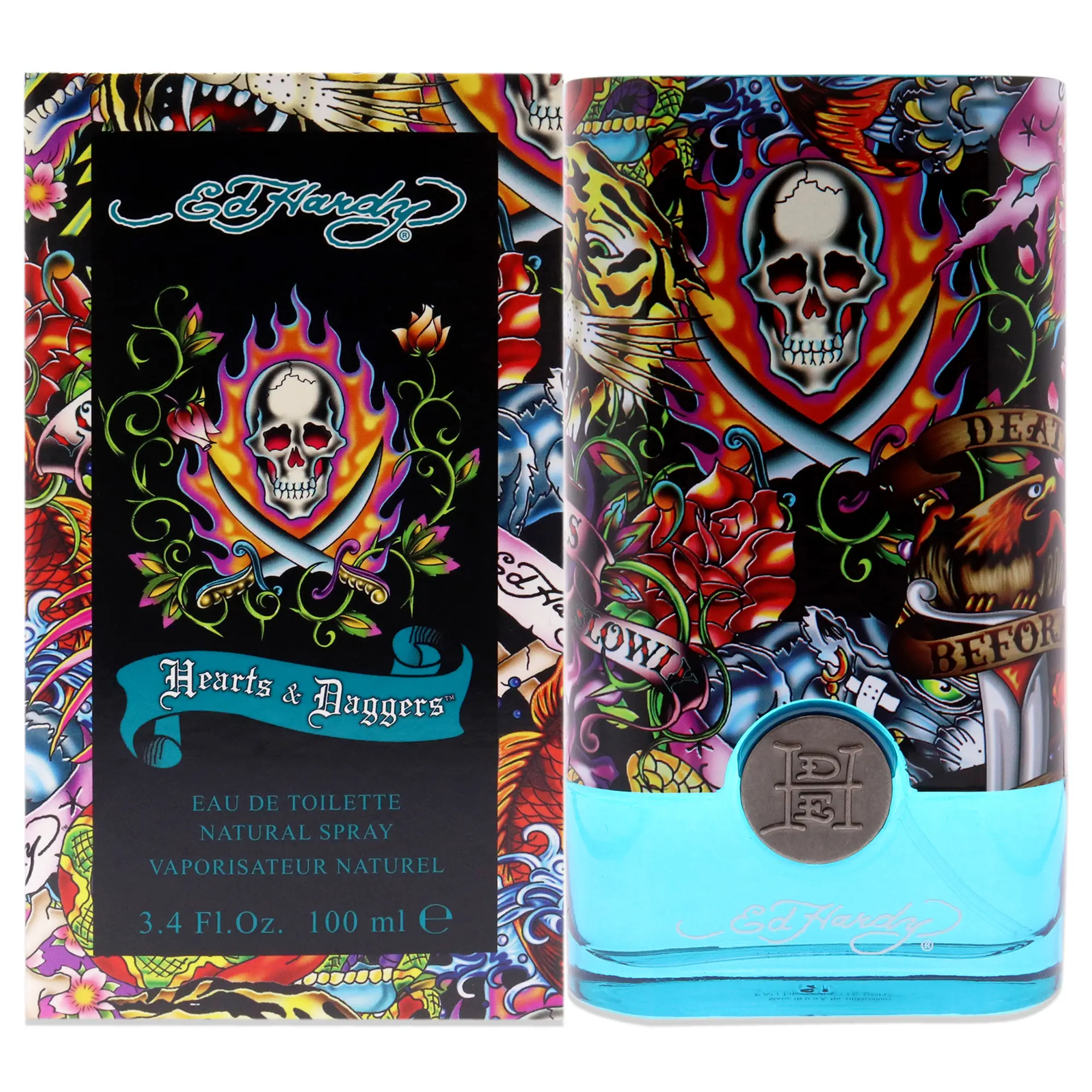 Ed Hardy Hearts and Daggers by Christian Audigier for Men - 3.4 oz EDT Spray Lovers Fragrance Bundle