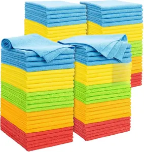 Microfiber Cleaning Cloth 100 Pack 11.5"x11.5" Non-Abrasive Ultra Soft Absorbent Lint-Free Wash Cloths for Cars Shop Automotive Garage Home Kitchen Floor Cleaning Glass Household