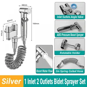 1-In-2-Out Washing Machine and Toilet Faucet, 1-In-2-Out Dual Control Valve, Dual Control Valve for Bidet, Bathroom Faucet Double Handle Dual Control, Easy to Assemble