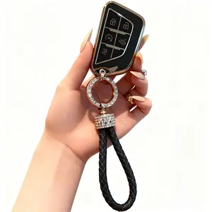 6-Button Key Fob Cover Case for Cadillac Escalade CT4 CT5 Lyriq 2021-2025, for Cadillac XT4 XT5 2025 2024 (Black White)