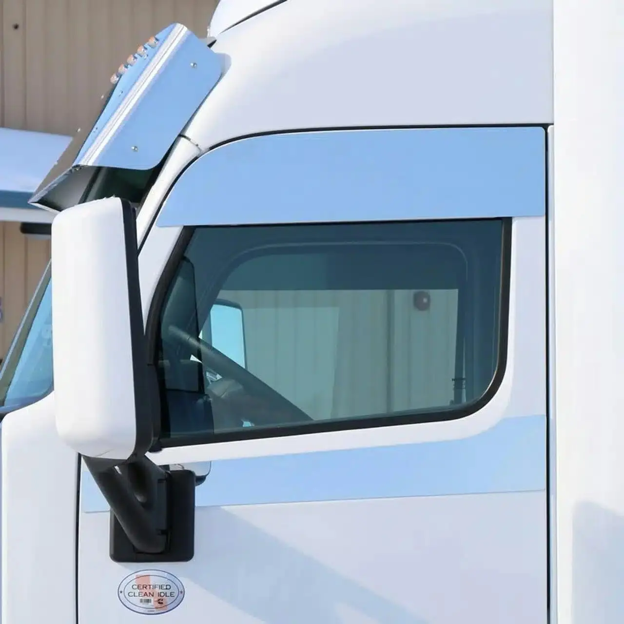 TORQUE Polished Stainless Steel 6-Inch Drop Windows Chop Top Set, Pair for Peterbilt 567 579 Semi Trucks (TR3066) - Chrome Trim Truck Accessory with Additional Shade, Glare Reduction, Window Covering & Double-Sided Tape, Adds Shade On Hot Days