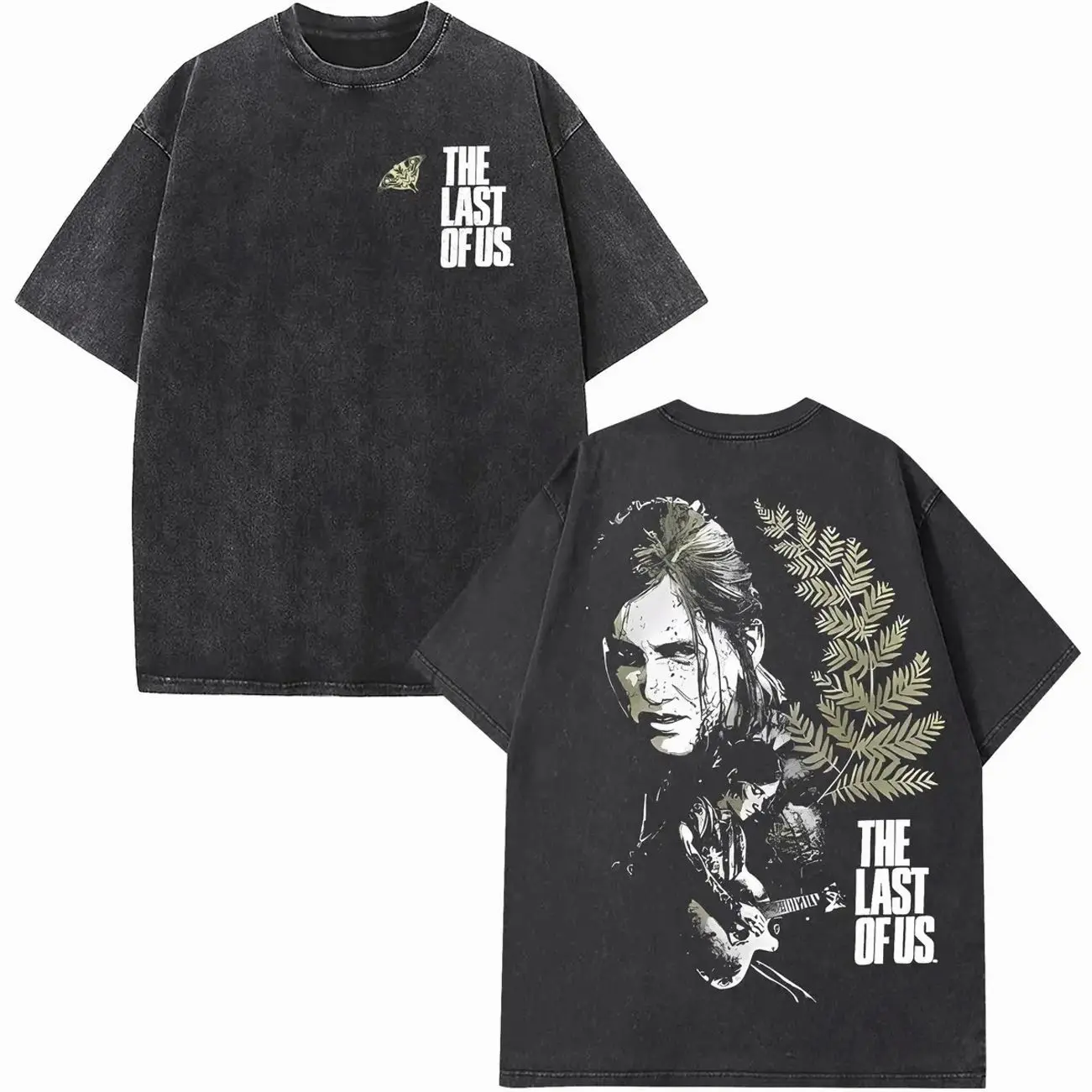 The Last Of Us Ellie Fern Two-Sided Washed T Shirts Men Women Streetwear Hip Hop Graphic Tees Tops Short Sleeve Menswear Classic Fabric Collar Oversized B6B