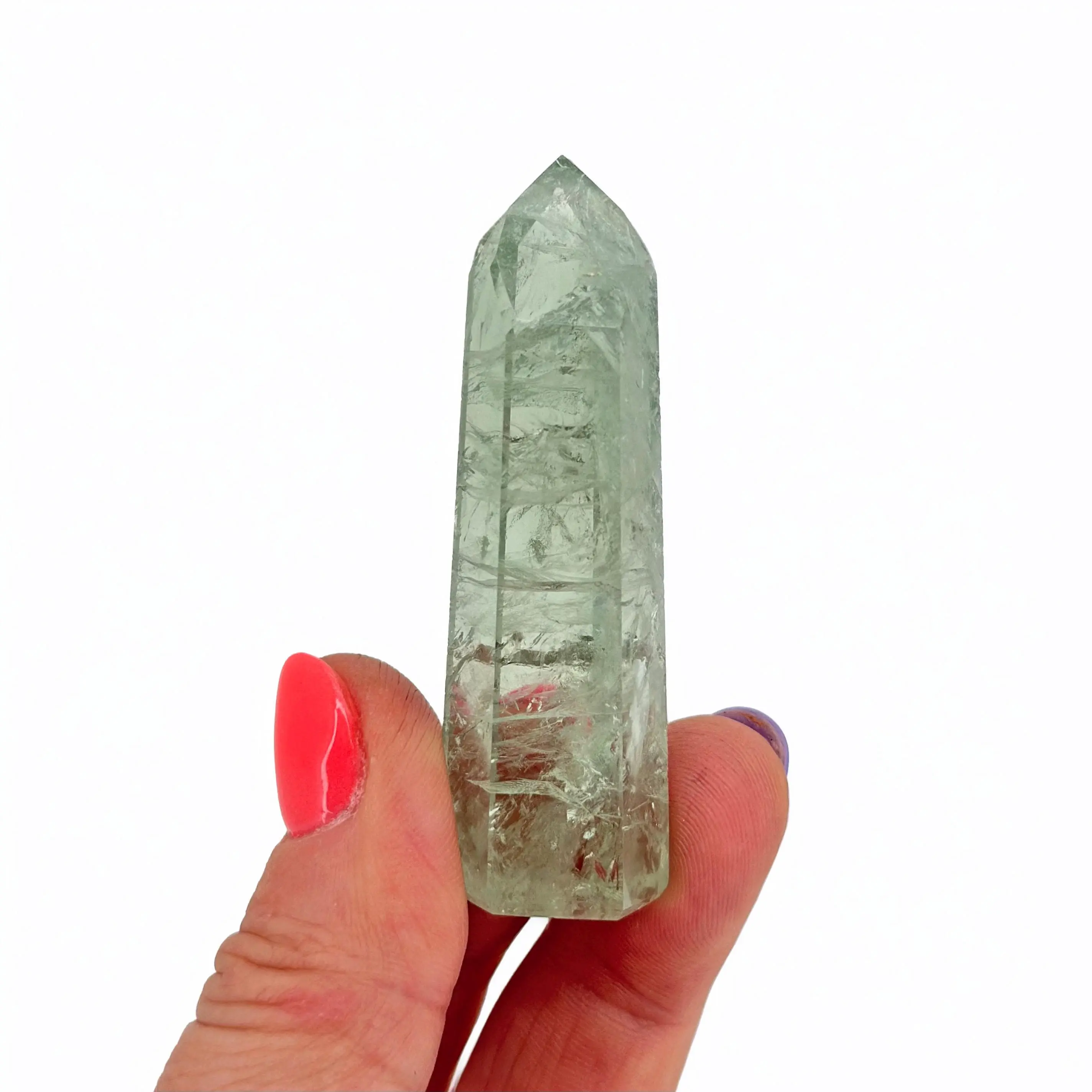 Prasiolite Crystal Point – Natural Green Amethyst Tower for Healing, Growth & Clarity