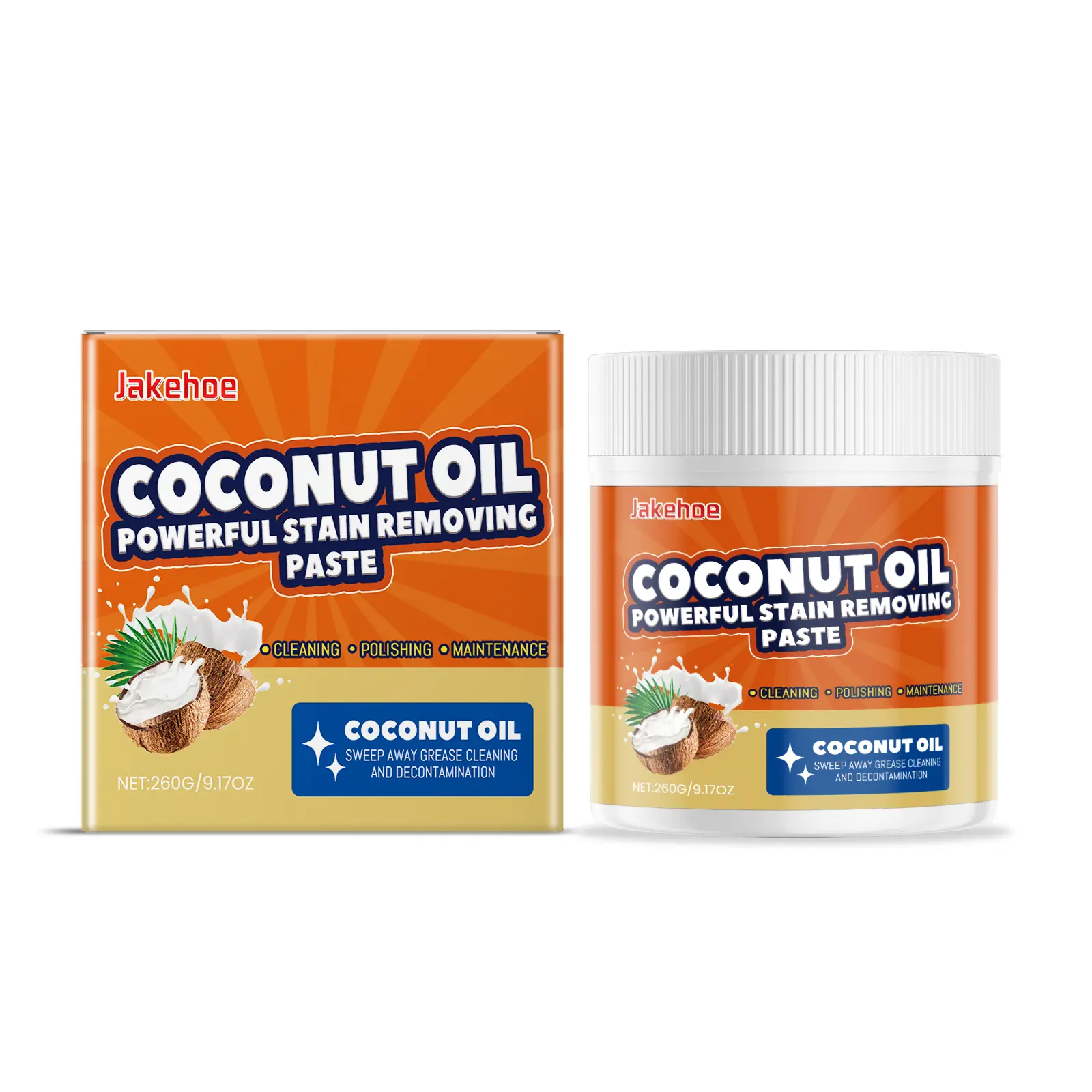Jakehoe Coconut Oil Stain Remover Kitchen Heavy Oil Stain Multi-purpose Polishing Paste Degreaser Surface Cleaner Household