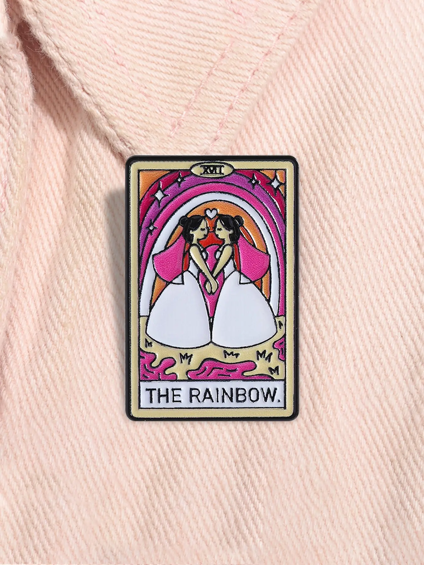 The Rainbow Tarot Card Enamel Pin Lesbian Pride Metal Brooch Lapel Backpack Badge Fashion Jewelry Accessories Gift for Friends Vintage Alloy Brooch Pin