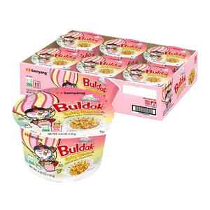 Buldak Pack of 6 Cream Carbonara Hot Chicken Spicy Flavor Korean Instant Ramen Noodle Big Bowl Easy Prep Convenient