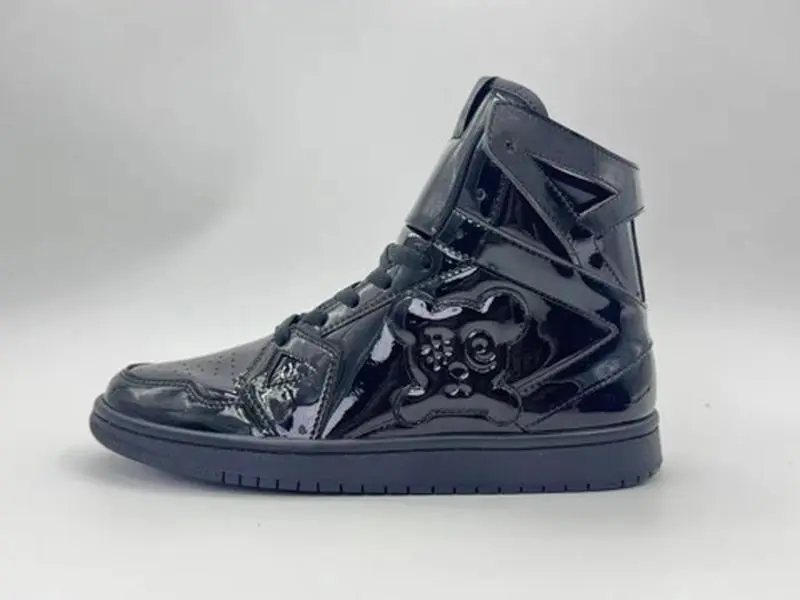 VYRON Blackouts All-Black Patent Leather High-Top Sneakers