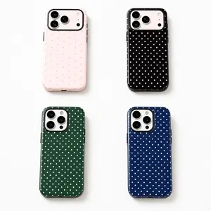 Pink polka dot iPhone case, pink, black, suitable for iPhone17 ProMax, 16Pro, 15, 14.13 12 11 Premium phone case |     Shockproof protective phone case |     Smart phone case brown design for men Girls