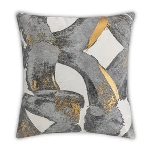 Lake Grey Gold Abstract Pillow