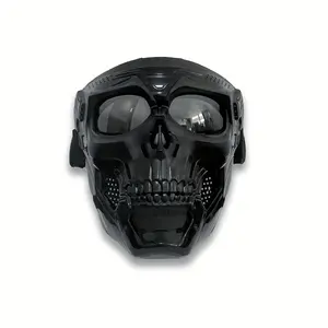 Fun Skull Motorcycle Helmet with Glasses, Durable ABS Plastic and Nylon Material, Halloween Costume Accessory, Halloween Mask, Hyper Realistic Mask, Role Play and Outdoor Adventure Gear