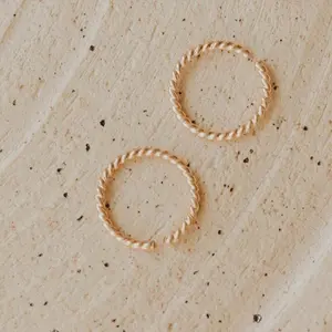 Hello Adorn Twisted Tiny Hoop Earrings - Any Occassion Small Textured Hoop Jewelry - Women's Fashion Accessory