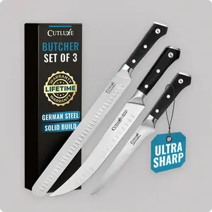 Cutluxe Butcher Knife Set 3-Piece | Brisket, Cimeter, Boning Knife Cutluxe Butcher Knife Set 3-Piece | Brisket, Cimeter, Boning Knife