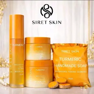 SIRET SKIN Turmeric Glow Body Care Set – Body Oil, Face Cream, Body Butter & Handmade Soap