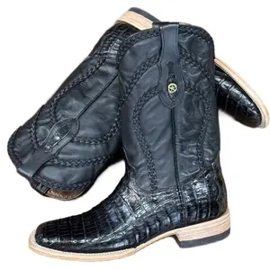 Crocodile (Nilo) Black Cowboy Boots