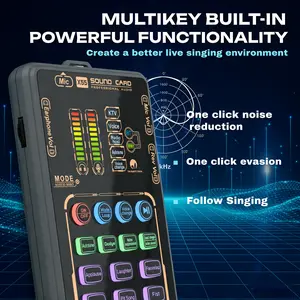 Portable Mixer (US X55 Pro) with Built-in Microphone, 2 Effects, 4 Voice Changers, 64 Tones, Bluetooth 5.0, 800mAh Rechargeable Battery, Mobile Recording Capability, Audios Protection for Gaming, Singing