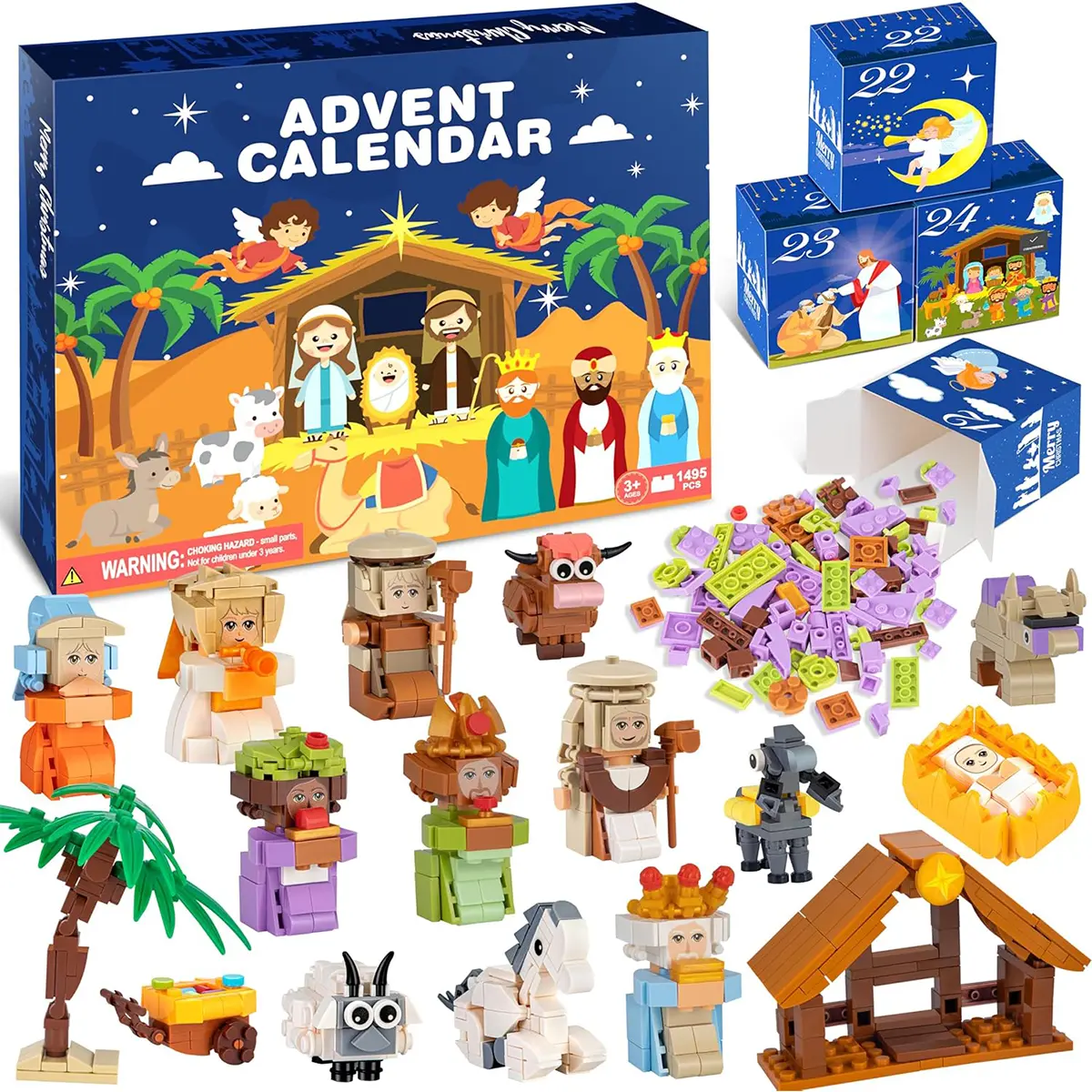 Nativity Advent Calendar 2026 Kids – 24 Days Building Blocks Kits Gifts Countdown Calendar Set, Christmas Stocking Stuffer Building Toys for Boys, Girls, Teens & Adults Ages 6+