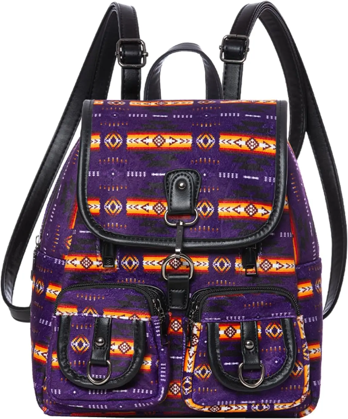 Nu Trendz Women's Modern Fashion Southwest Native American Style Blend Cotton Mini Backpack - Small Breathable Casual Purse with Vivid Geometric Patterns, Multiple Pockets, Light & Functional for School/Travel, Ideal for Female Loved Ones, Friends, Sister