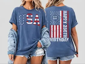 Comfort Colors America 250th Anniversary T Shirt, Patriotic USA 1776-2026 Graphic Tee, Vintage American Freedom Independence Day Shirt for Men and Women - AL