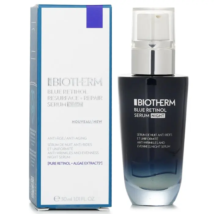 Biotherm Blue Retinol Resurfacing + Repair Night Serum, 30ml/1.01oz - Smooth, Lightweight, Vegan Daily Skin Repair Skincare Serum
