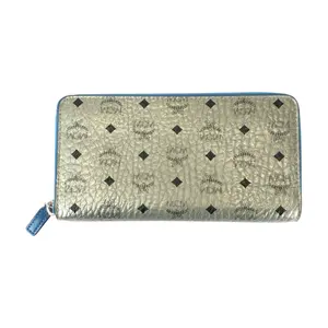 Pre-owned MCM Calfskin Small Leather Goods MYL6AVC80SV001 Leather Long Zip Wallet